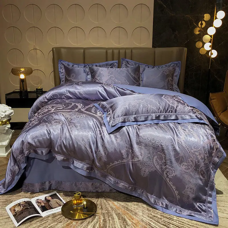

4Pcs new products Cotton Satin Jacquard Luxury bedding sets bed set double queen king size duvet cover bed sheet set pillowcas.