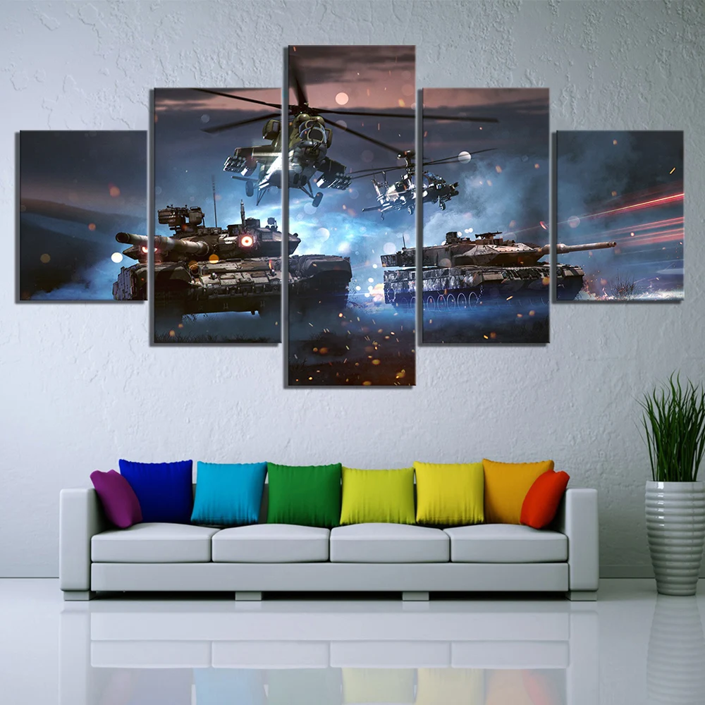Декор для дома холст настенная живопись Плакаты 5 Панель боя видео игры самолеты