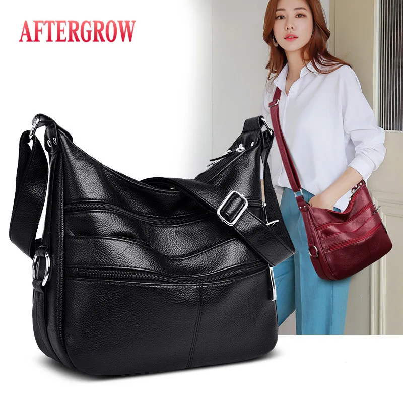 Сумка на плечо женская из мягкой потертой кожи Роскошный дизайнерский брендовый