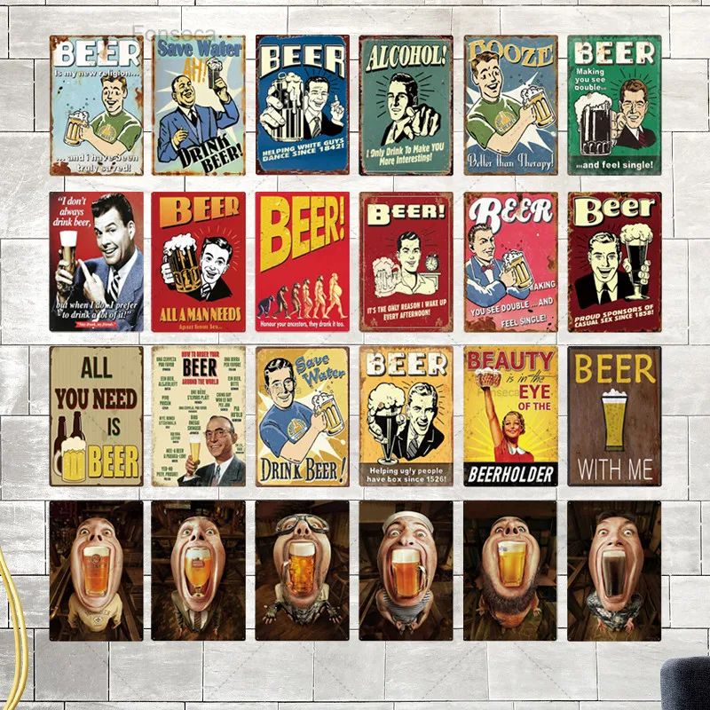 Забавные пиво оловянный знак экономить воду питья пива металлической бляшкой