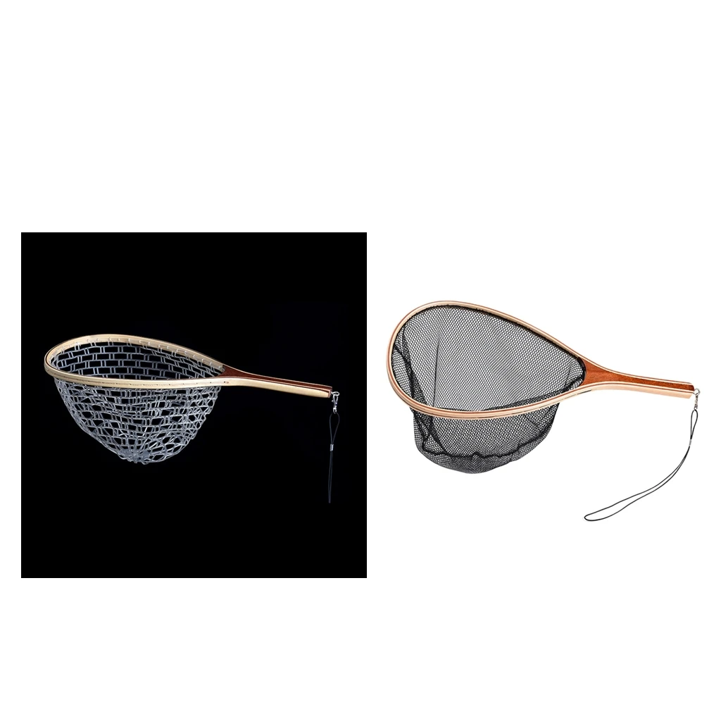 

Fly Fishing Net Soft Nylon Rubber Mesh Landing Net with Safety Clip & Rope