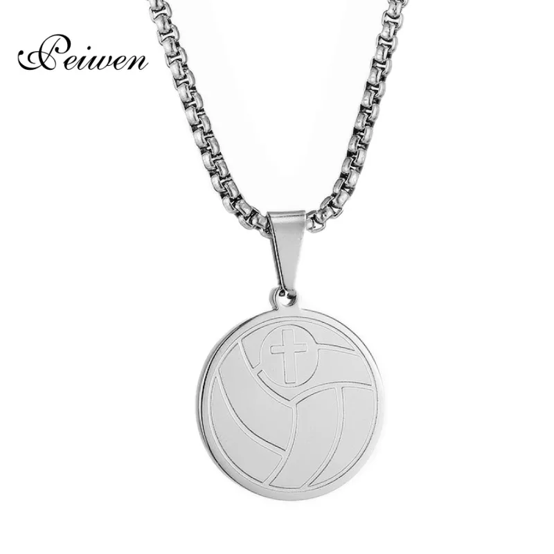 Нержавеющая сталь волейбол подвеска в виде креста золотой цвет серебра талисман