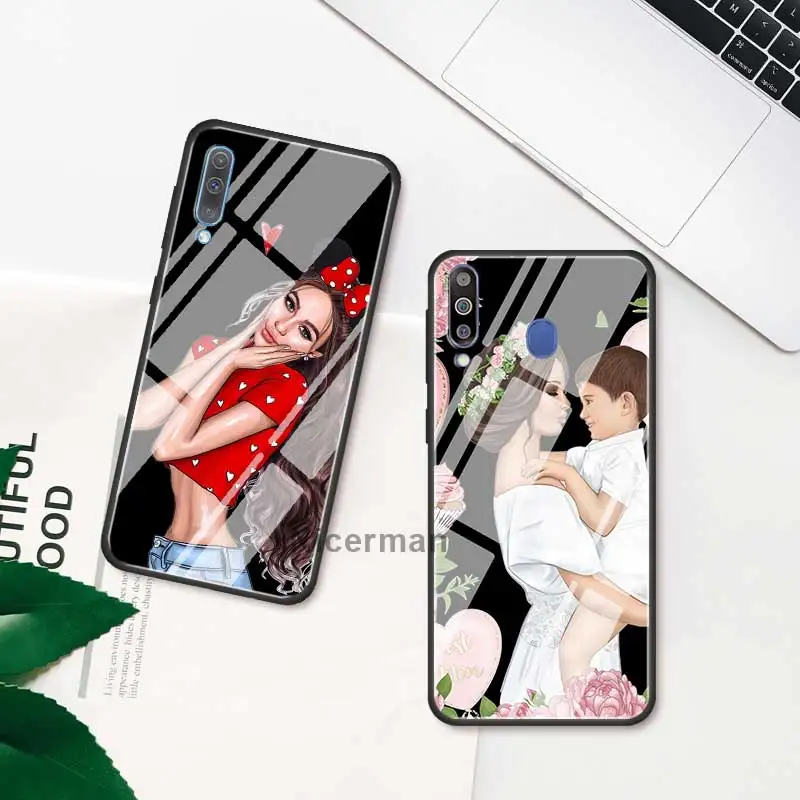 

Baby Girl Women Mom Case For Samsung Galaxy S20 Ultra S10e S10 5G S9 S8 Plus Note 10 9 Tempered Glass Phone Cover Caso