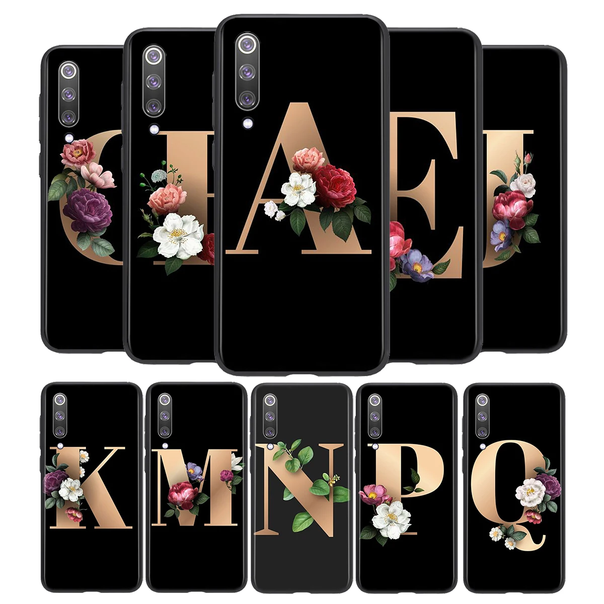 

Letters And Flowers For Xiaomi Mi 11i 11 10T 10i 9T 9 Note 10 Ultra Lite Pro 5G SE Black Phone Case Soft TPU Funda Capa