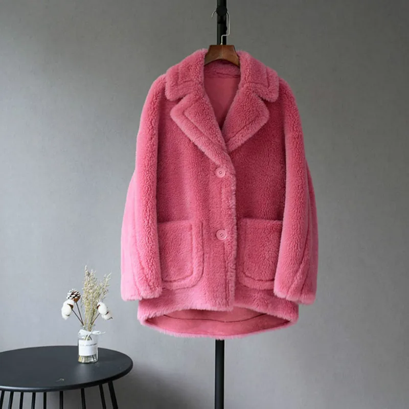 Куртка из 100% шерсти пальто овчины с натуральным мехом Женское на осень и зиму