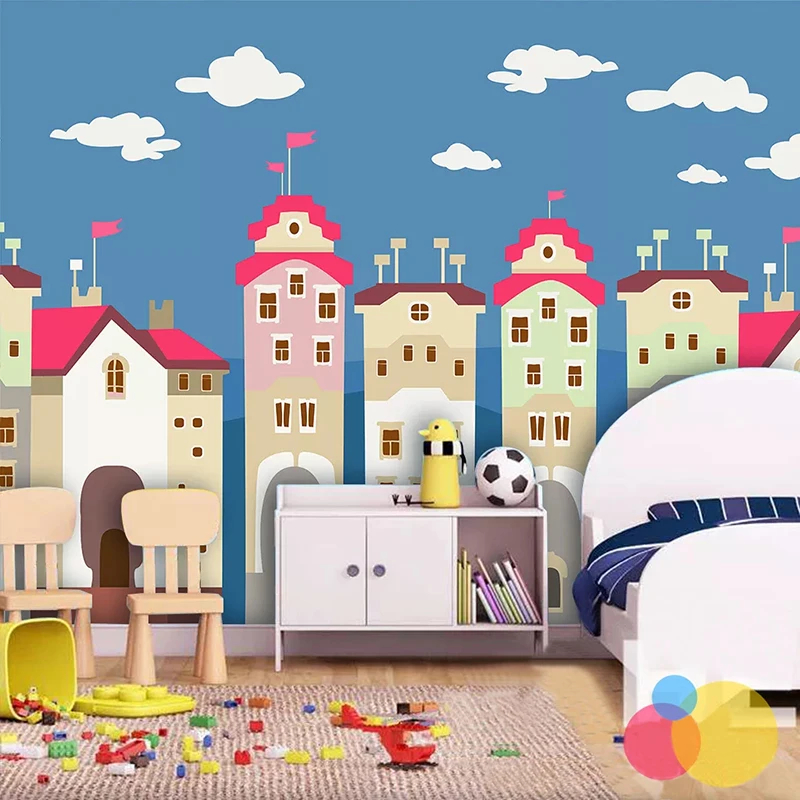 

Drop Shipping Waterproof Wallpaper 3D Hand-painted Cartoon House Children's Bedroom Background Wall Sticker Removable Poster