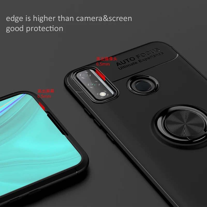 Корпус KEYSION Luxury Metal Ring для Huawei Y8S Soft Silicone Matte Shockproof Phone Back Cover.