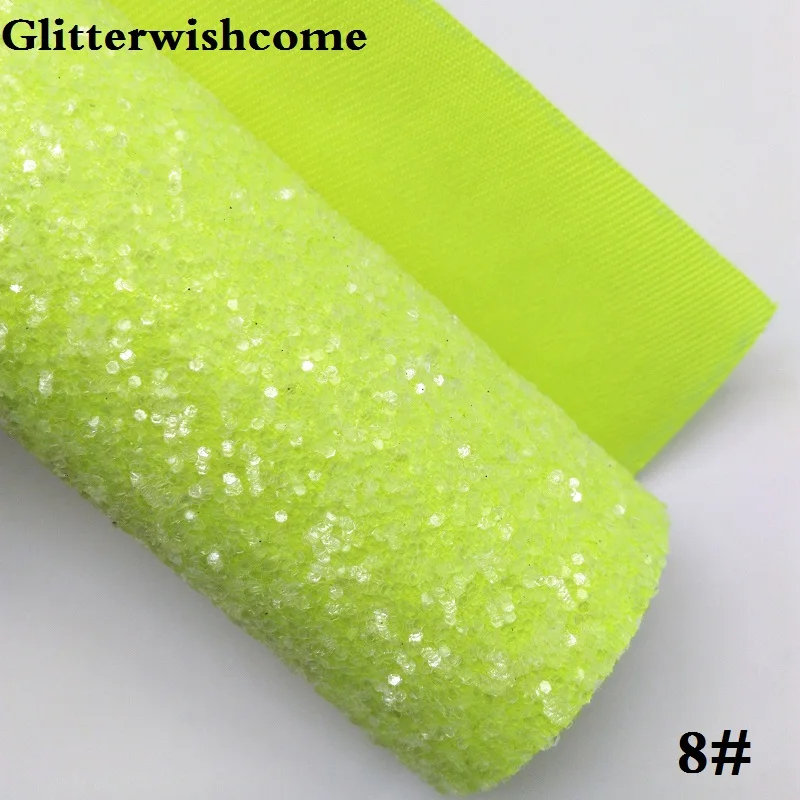 Glitterwishcome 21X29 см A4 Размер синтетическая кожа, Fluo толстый блеск кожа ткань винил для бантов, GM046A - Цвет: 8