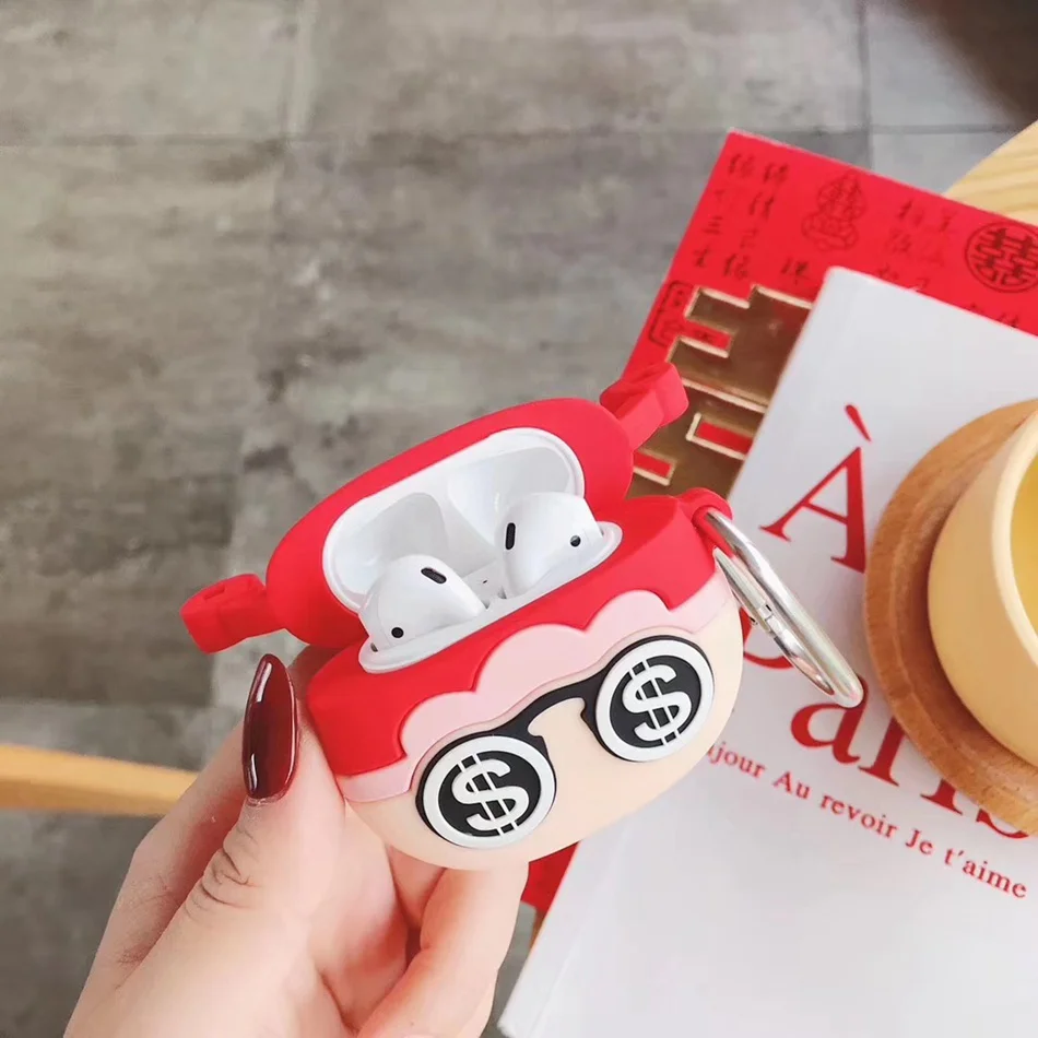 3D Дельфин чехол для наушников Airpods 2 чехол силиконовый КИТ чехол для Airpods чехол Цветок для наушников чехол для наушников кольцо ремень