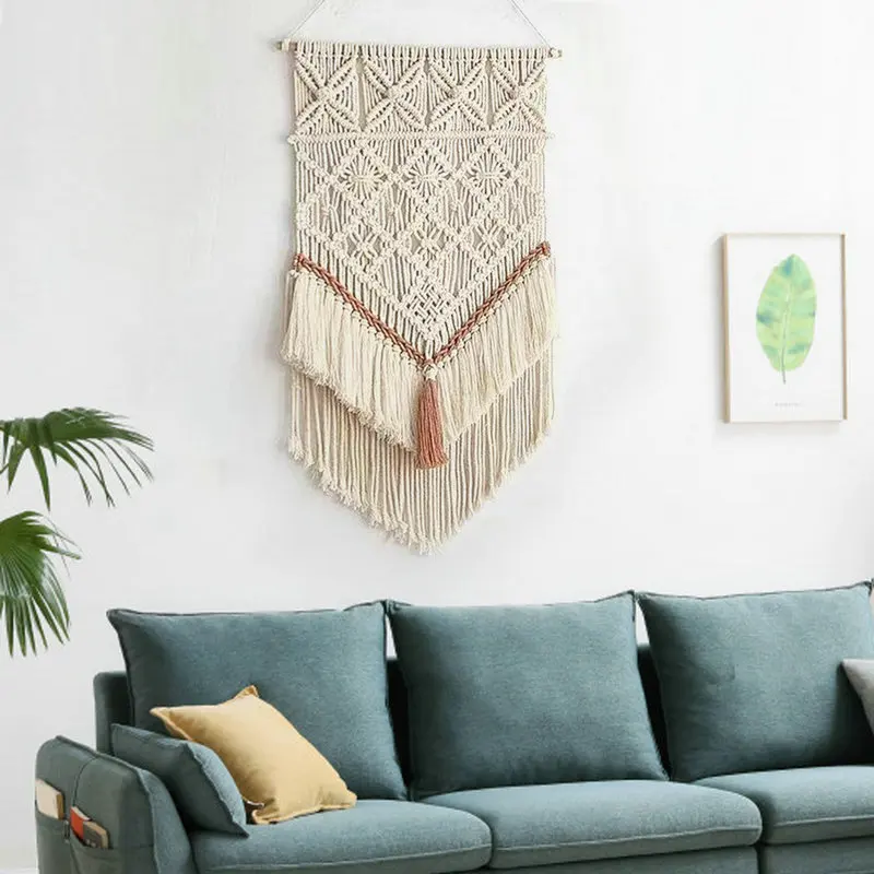 

Hand-woven Tapestry DIY Macrame Boho Wall Hanging Nordic Art Pendant Home Living Room Apartment Dorm Decoration Tapestries