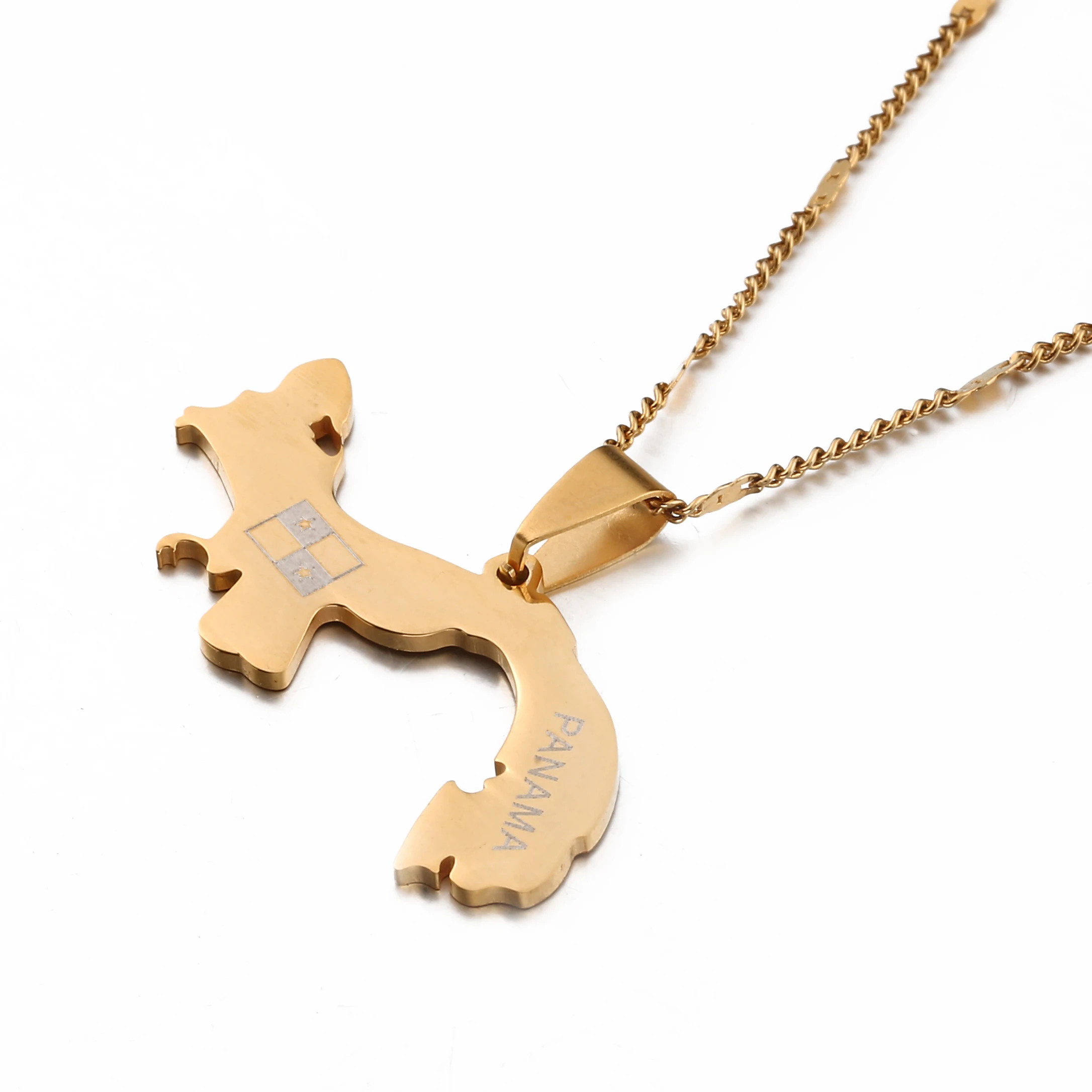 Ожерелье с подвеской в виде Панамы из нержавеющей стали золотого цвета