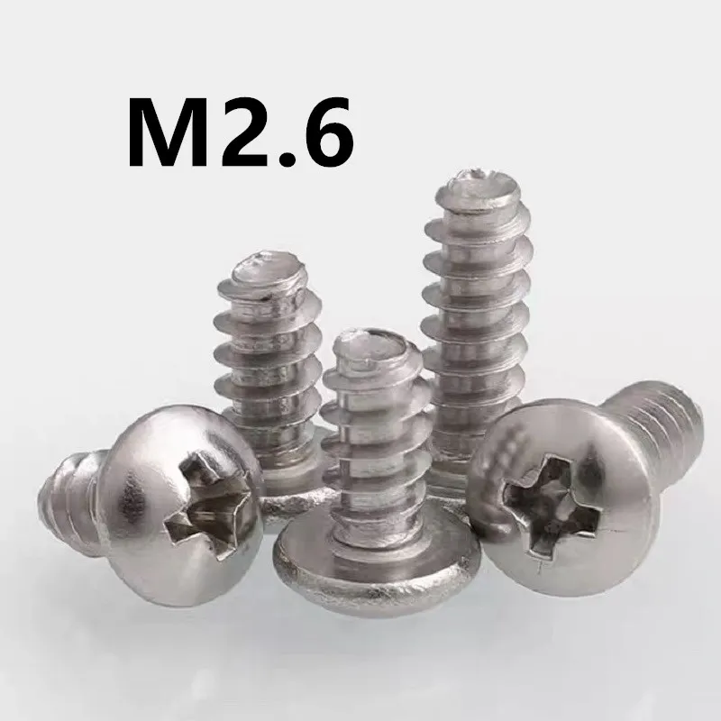 Самонарезающий винт M2.6x6/8/10/12/16 мм PB 200 из нержавеющей стали с круглой головкой и