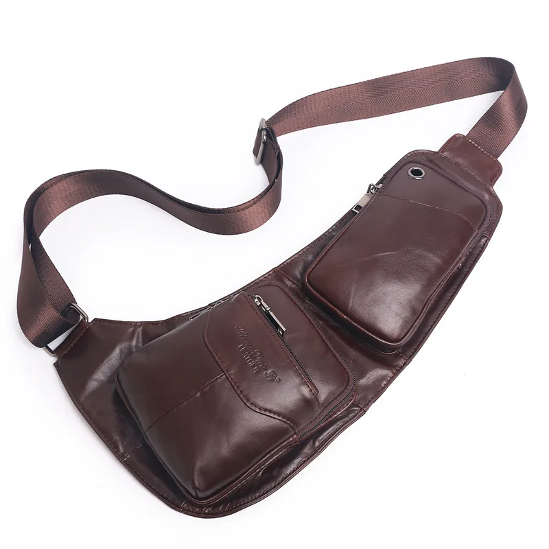 Рюкзак мужской из натуральной кожи ранец на одной лямке через плечо дорожный