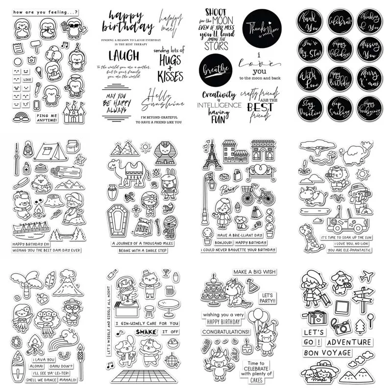 Прозрачные штампы 2021 с сердечными нотами пингвин единорог Египет Африка Париж