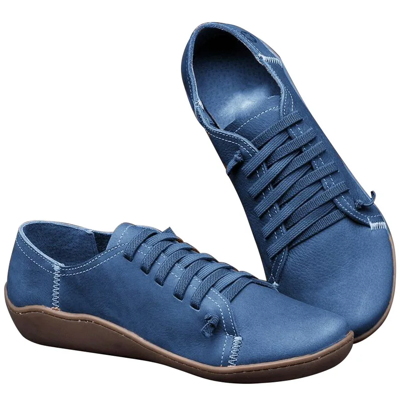 blue 3 Litthing; женские зимние ботинки; весенние кожаные ботильоны на плоской подошве; женские короткие коричневые ботинки на меху; женские ботинки на шнуровке - Цвет: blue 3