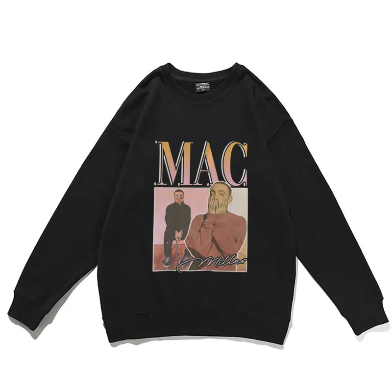 

Personality Robert Pattinson Graphics Sweatshirt Mac Miller Oversized Pattern Print Pullover Men Women Hip Hop Style Sweatshirts