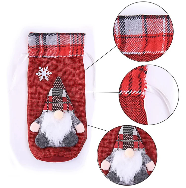 FENGRISE Santa Claus Wine Bottle Cover Christmas Decorations For Home Christmas Stocking Gift Navidad New Year's Decor
