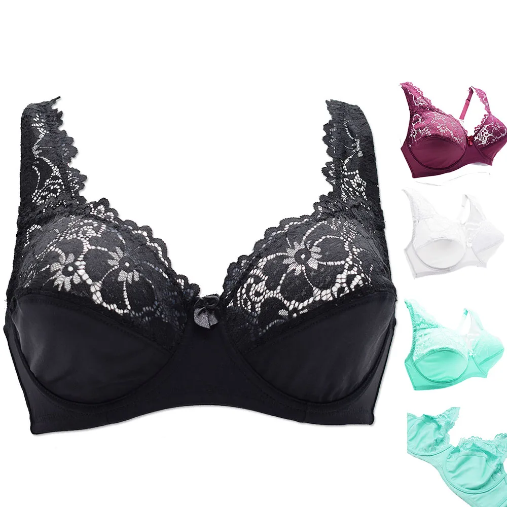 

Large Size Lace Bra 3 Pcs Womens Perspective Underwire Sexy Lingerie Bralette Brassiere Top Big Cup B C D DD E F