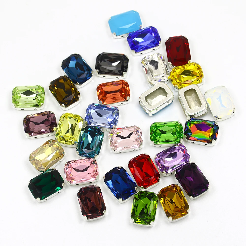 10*14 мм прямоугольные кристаллы К9 для пришивания Стразы свободные камни плоские с
