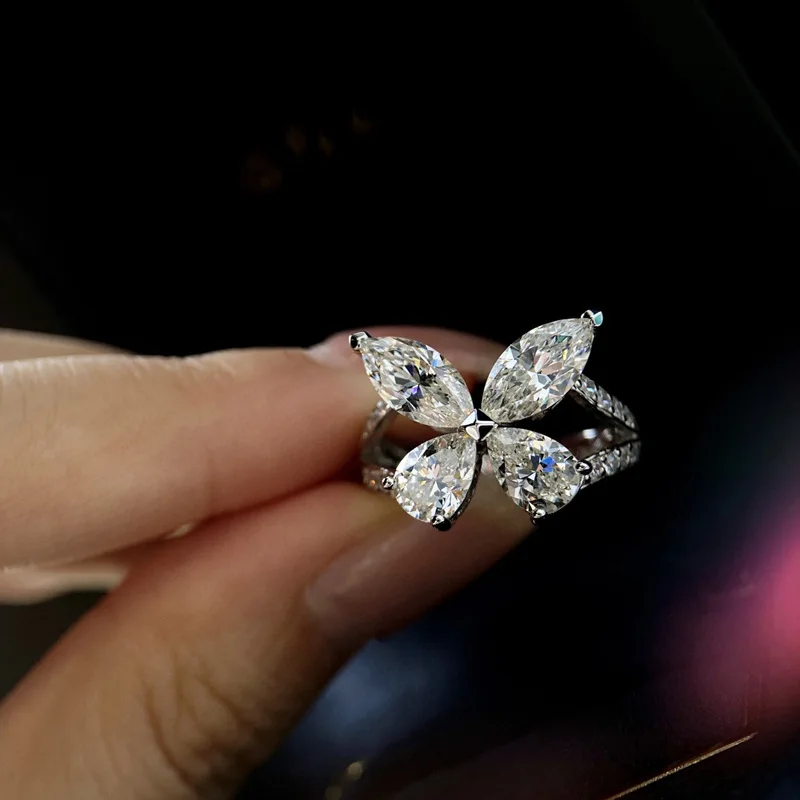 

Exquisite Crystal Butterfly 925 Sterling Silver Ring Trendy Jewelry Eternity Promise Wedding Rings for Women Fine Jewelry Gift