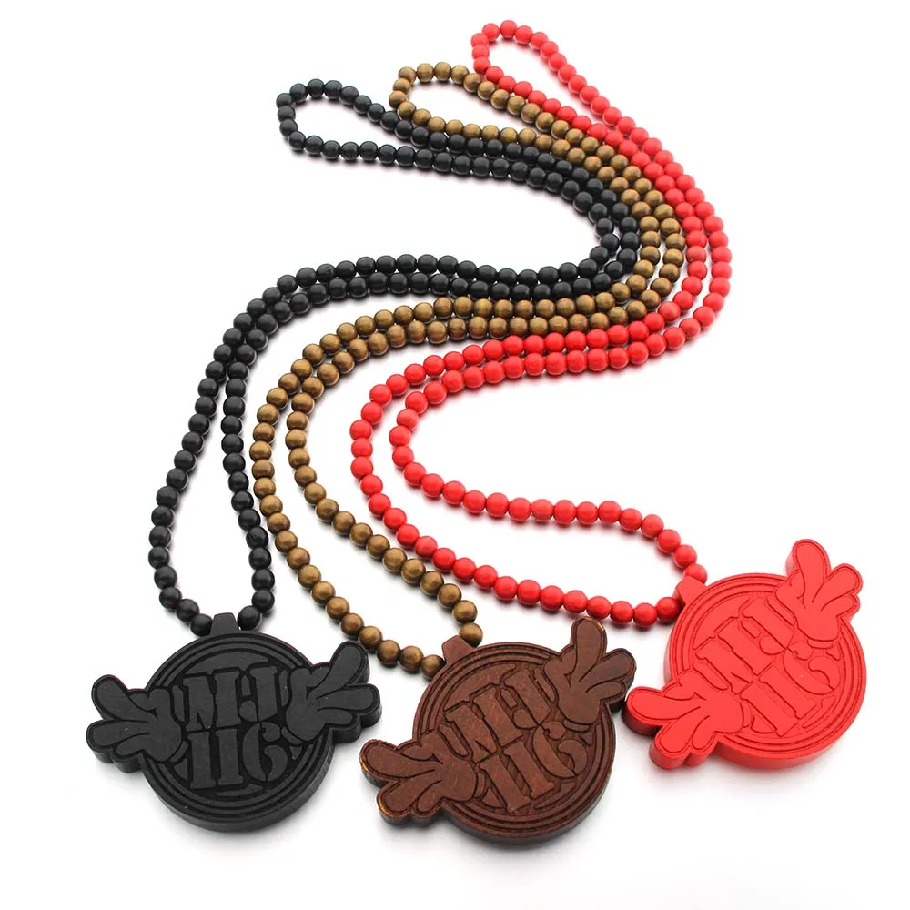 Подвески в стиле хип-хоп MJ116 хорошего качества деревянные четки бусины ожерелья 36