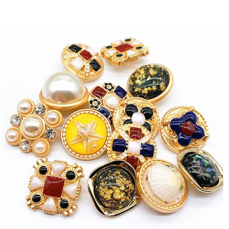10Pcs New Metal Button Classic Drop Glue Square Color Gem Women'S Coat | Дом и сад