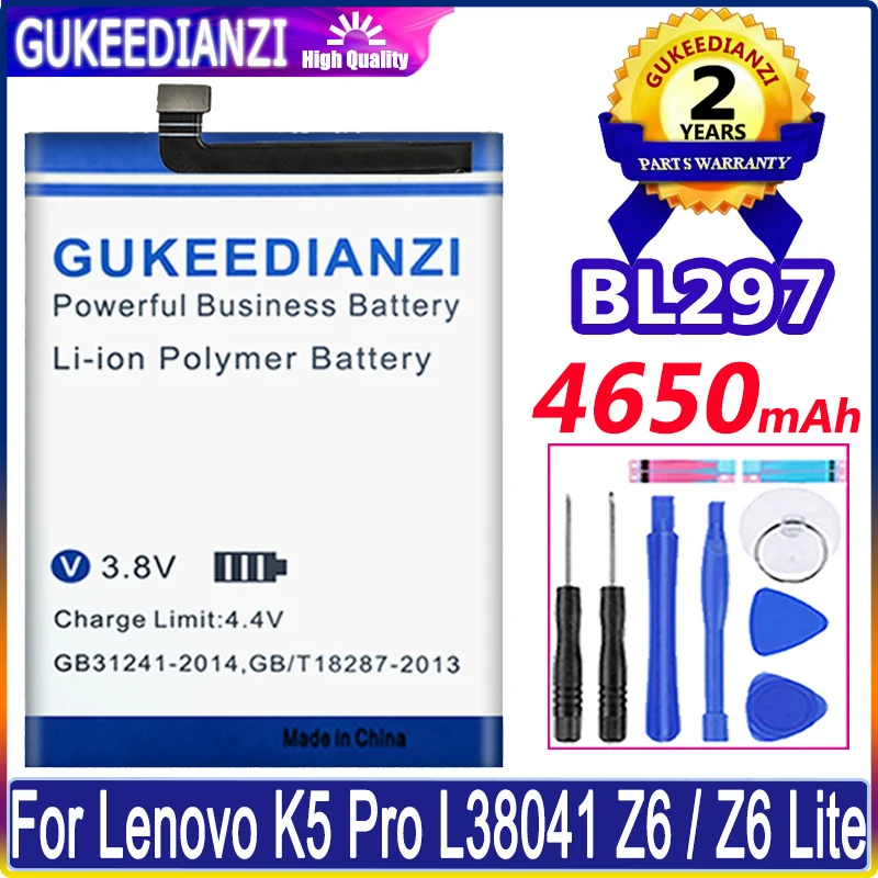 Аккумулятор GUKEEDIANZI 4850 / 4650 мАч BL297 для Lenovo K5 Pro L38041 Z6 Lite Z6lite L38111 L78121 Z6pro pro L78051 |