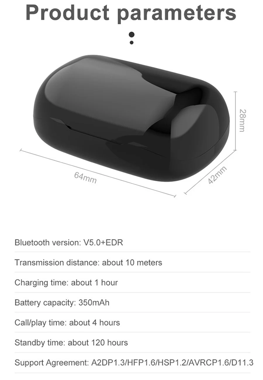 Модные V5.0 Bluetooth наушники XY-5 8D стерео мини Беспроводные наушники с микрофоном зарядная коробка беспроводные наушники