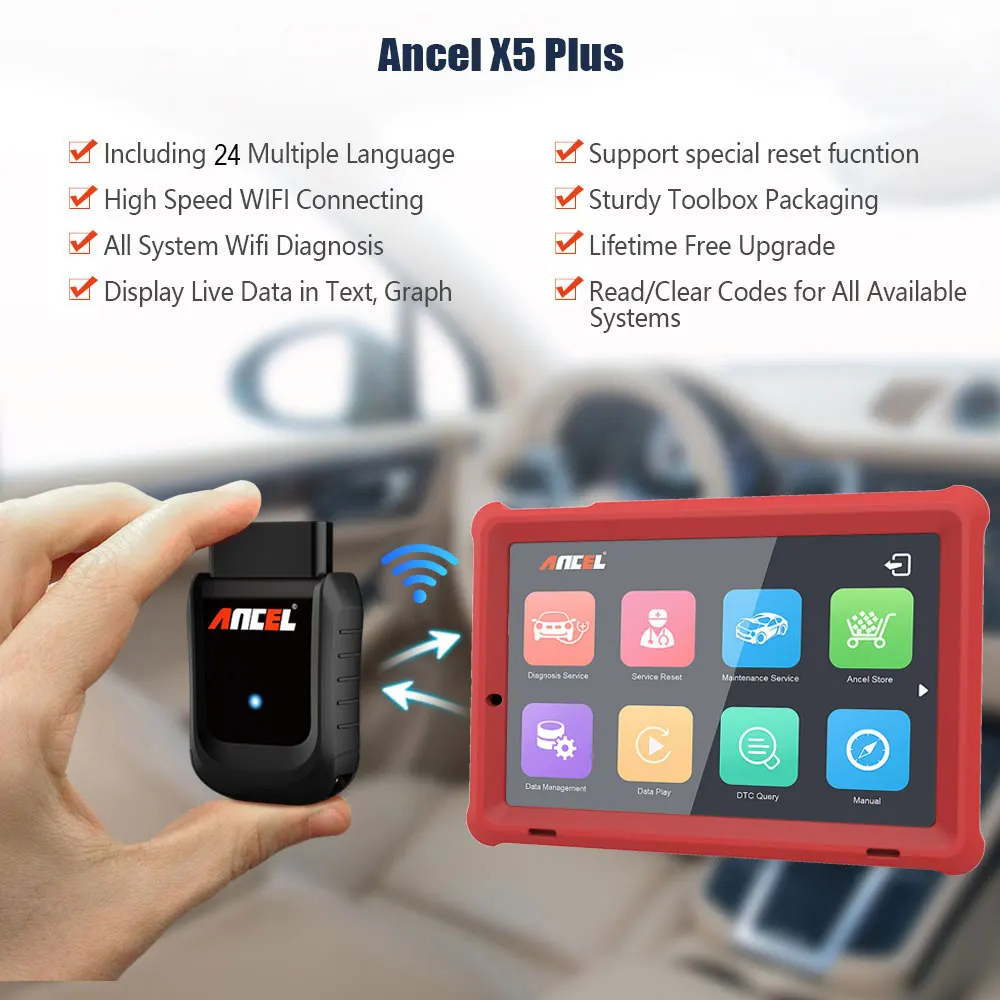 OBD2 сканер ANCELX5 плюс WiFi автомобильный диагностический инструмент масло ABS подушка