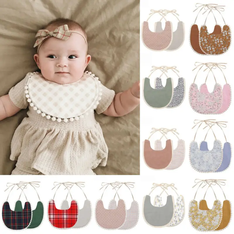 Детский нагрудник для кормления из хлопка с милым рисунком мультфильма