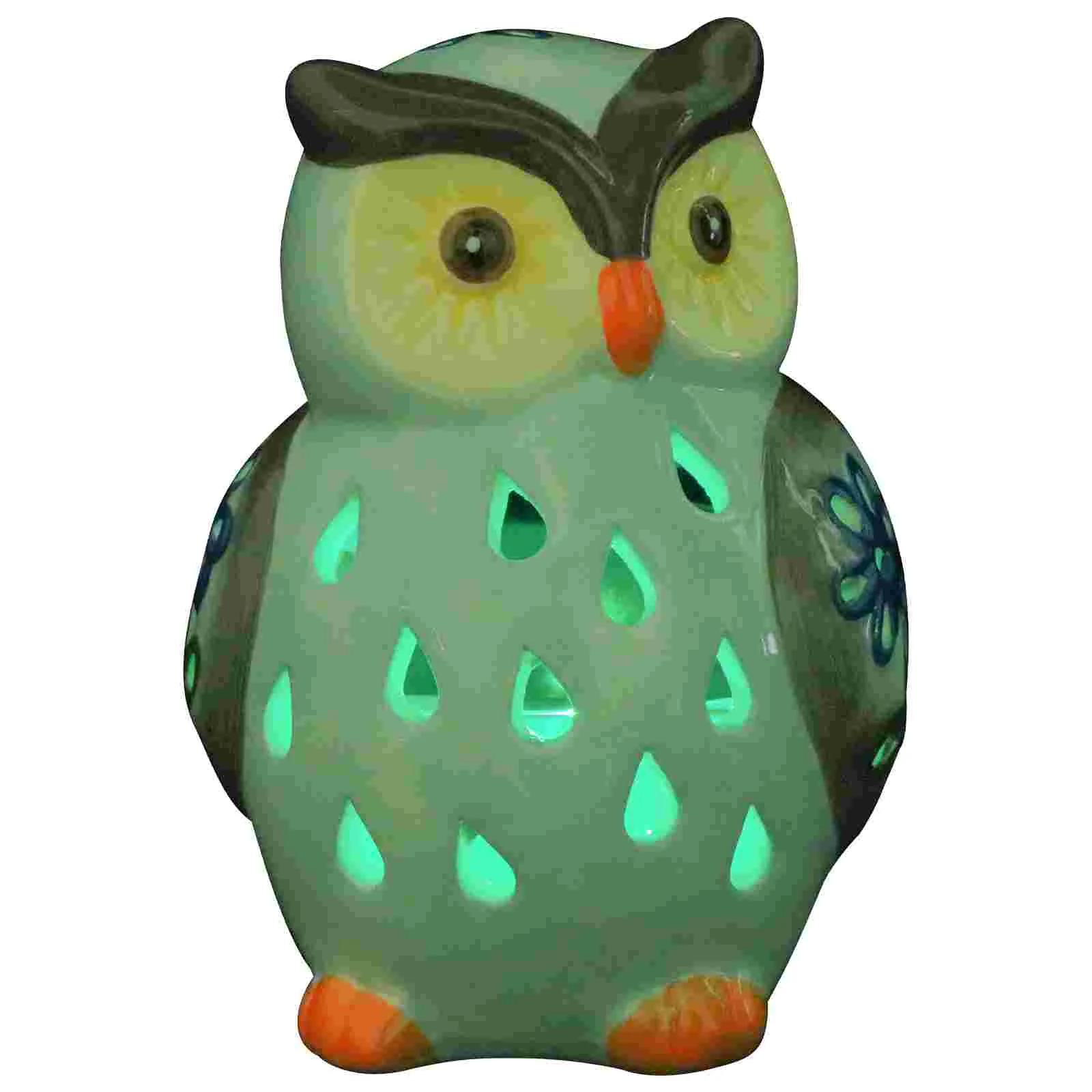 

1PC Solar Powered Light Ceramic Owl Shape Night Lamp for Outdoor Lawn Yard Garden Sky-blue