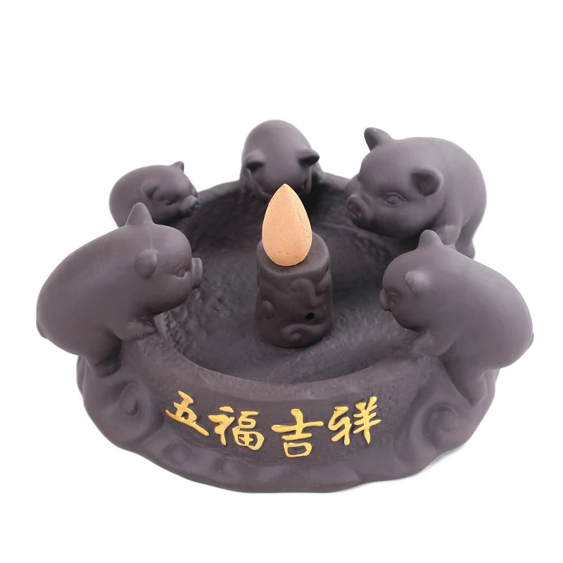 Курильница Wufu Pig Backflow благовония благоприятные керамические изделия талисманы