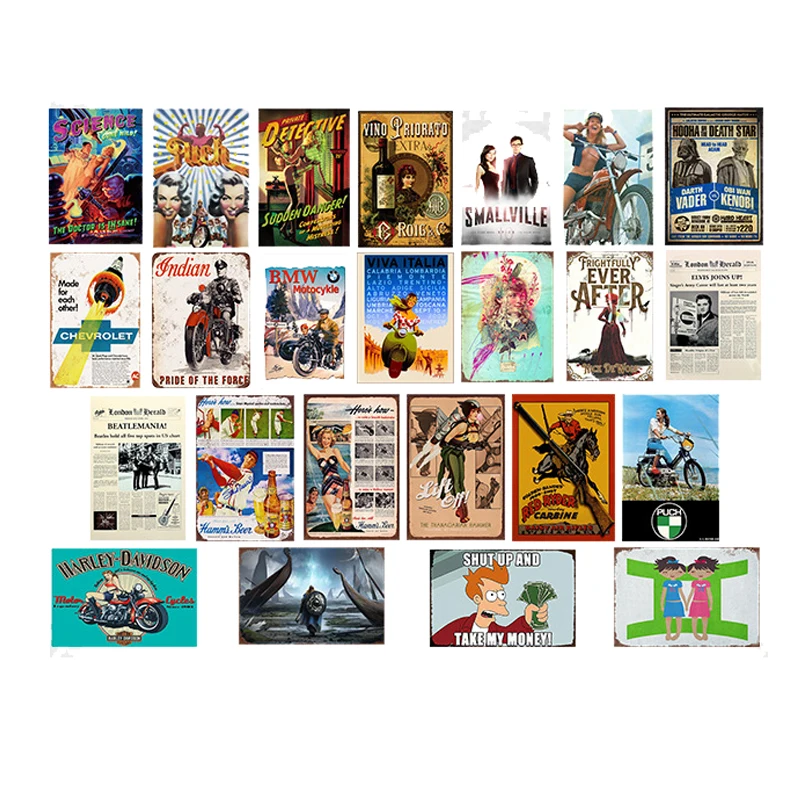 Моторы мультфильм картины Индийский стиль металлическая жестяная вывеска