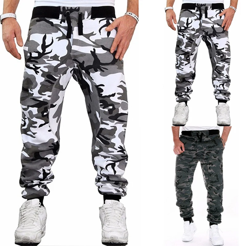 

Camouflage Skateboarding Pants For Male Fashion Casual Slim Pants Mans Middle Waist Fitness Pants Trousers For Men