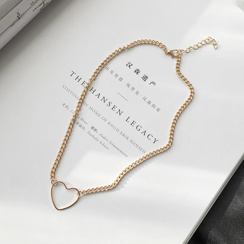 

Hollow Heart Choker Necklaces For Women Wholesale Statement Necklace Heart Dainty Pendant Necklace Gift Dropshipping