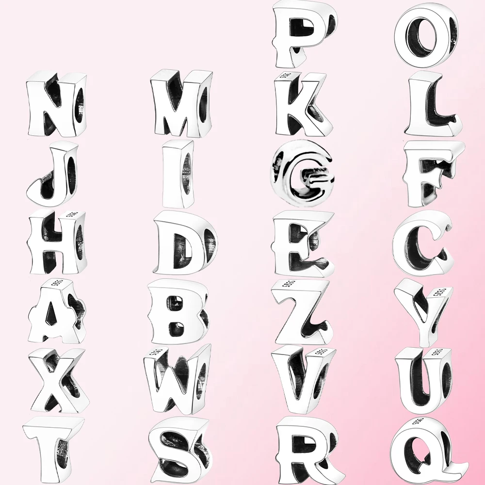 

2019 New 100% 925 Sterling Silver Classic 26 Letter Ladies Charm Beaded Personalized Jewelry Free Shipping Wholesale