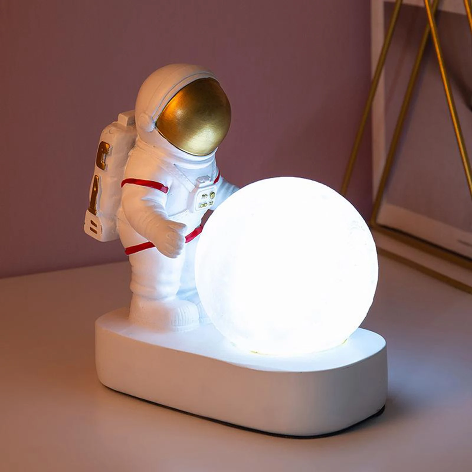 

Battery Operated Resin Figurine Statue Moon Lamp Night Light Moon light Home Decoration Bedroom Table Ornament