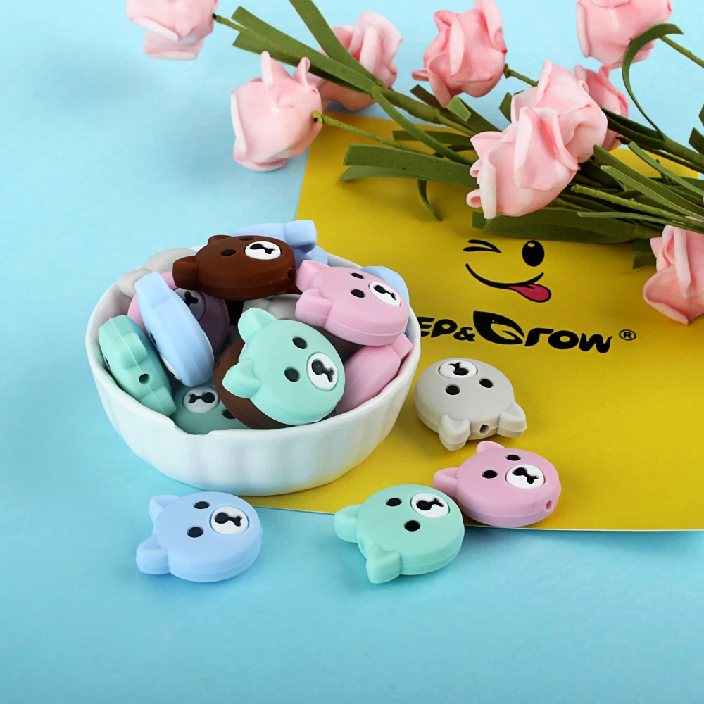 Keep& Grow 10 шт медведь Силиконовые Бусины Прорезыватели в форме животных DIY грызунов жемчужные бусины пищевого качества силиконовые бусины BPA бесплатно детский подарок