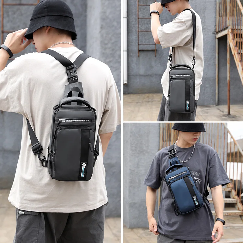 

New One-shoulder Cross-body Bag Men's Chest Bag Sports USB Charging Outdoor Small Multi-functional Waterproof Running Bag