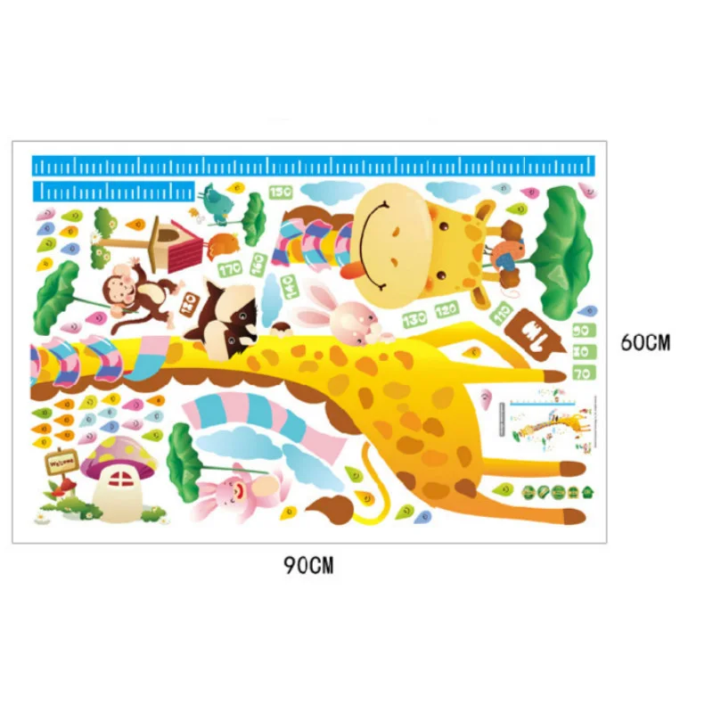 Дети диаграмма роста высоты Жираф Ростомер наклейка ребенок высота стены