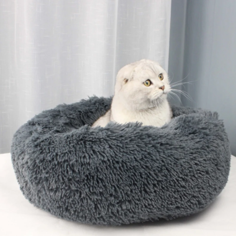 

Round Plush Cat Bed House Soft Long Plush Best Pet Dog Bed For Dogs Products Nest Winter Warm Sleeping Cat Pet Bed Mat Cat House