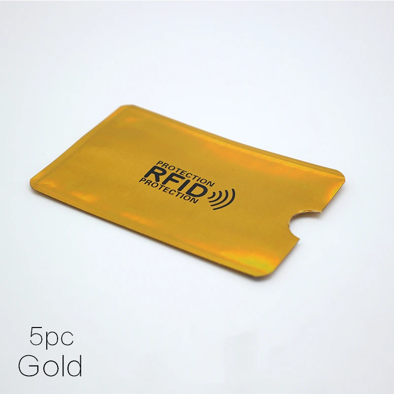Золотой 5 шт. Анти Rfid Блокировка ридер замок держатель для карт Id банк чехол для карт Защита Алюминиевый металлический умный Противоугонный кредитный держатель для карт - Цвет: Золотой