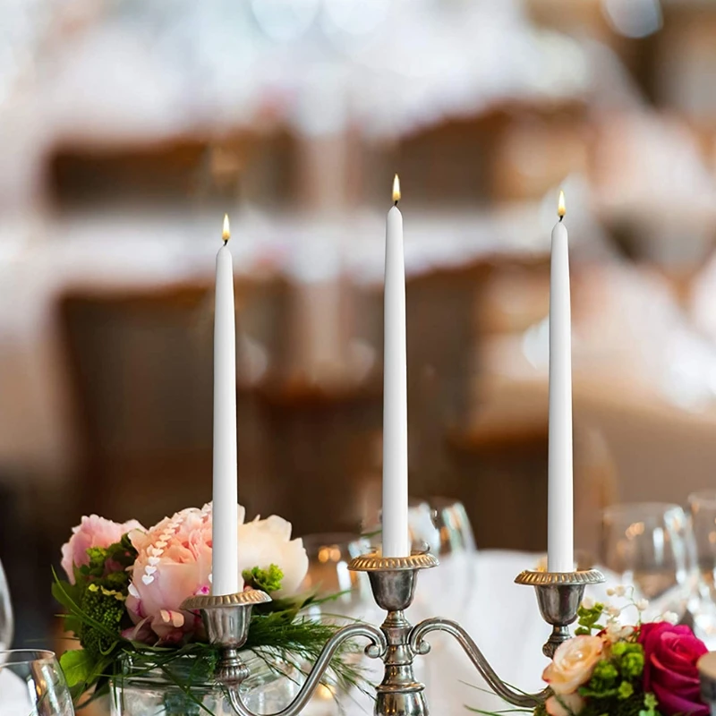 

4pcs Elegent Taper Candles 9.8inch Tall 4.5 Hour Long Burning Burning Smokeless Dinner Long Scented Candles Table Party H051
