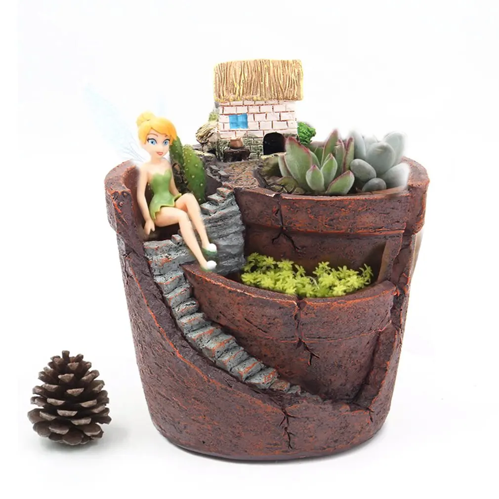 

Creative Resin Plants Pot with City of Sky Flowerpot Combination Resin Succulent Plant Pot Flower Basket Planter Pot