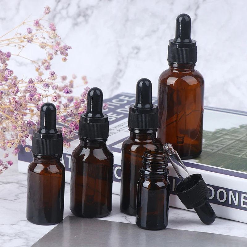 1pcs Aromatherapy Perfume Essential Oil Empty Dispenser Bottles 5/10/15/20/30ml Amber Glass Liquid Reagent Pipette Drop Vial | Красота и