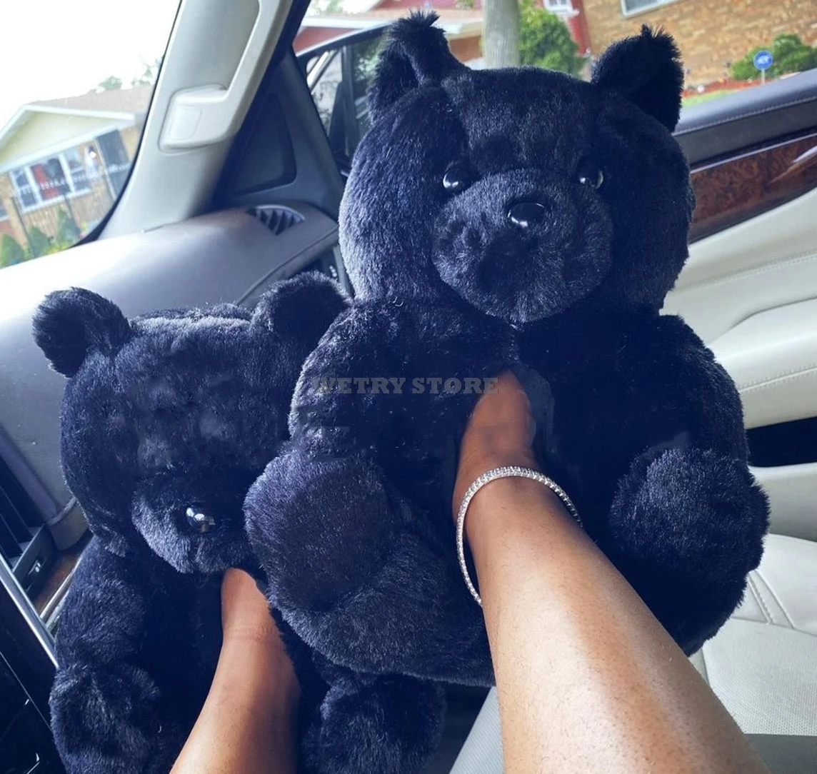 

Women Teddy Bear Plush Slippers Cartoon Cute Bear House Slipper Winter Warm Furry Faux Fur Slides Woman Furry Flip Flop Shoes