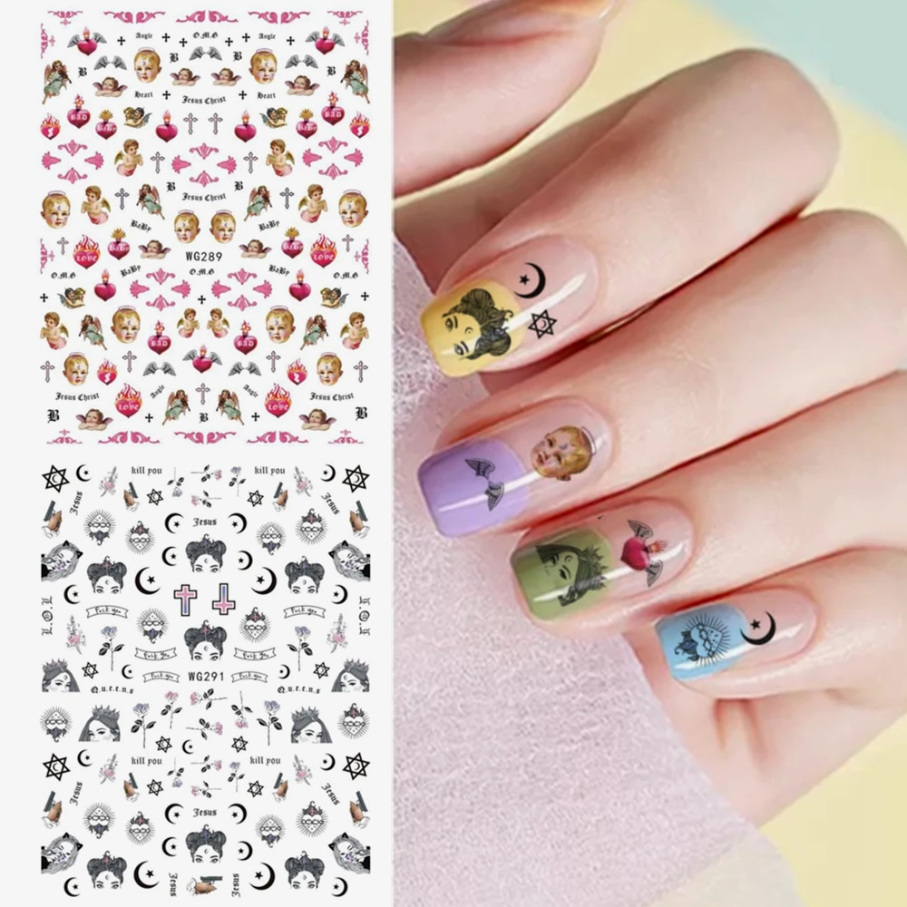 Newest WG-289-291-296 Queen Angel 3d nail art sticker nail decal stamping export japan designs rhinestones  decorations