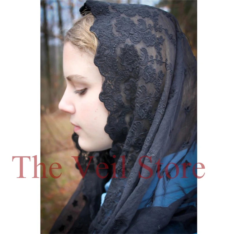 Круглый хлопок кружевная Мантилья Catholique вуали для церкви короткие женские