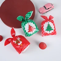10 pieces plastic bags rabbit ear christmas tree nougat food cute cookies bunny bags santa claus packing candy snacks gift