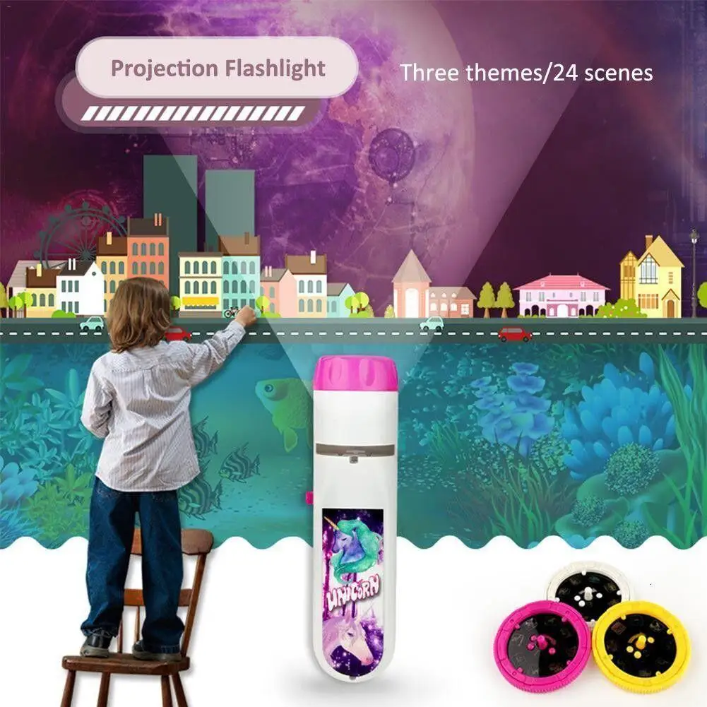 

（Christmas Sale）Child 24 Species Pattern Projection Flashlight Toy Dinosaur Toy Mini Glow Projection Lamp Child Flashlight Toy
